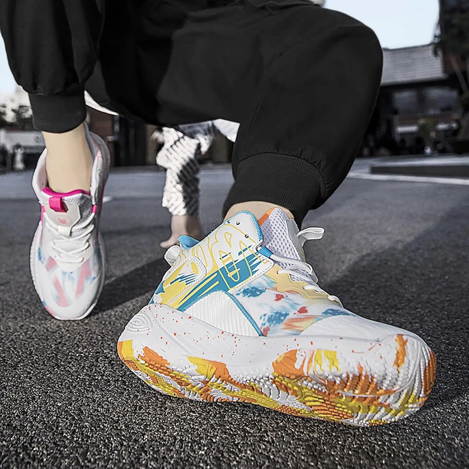 Women Men Basketball Shoes Fashion Running Sneakers Colorful Painting High Rebound Non-Slip Sport Shoes