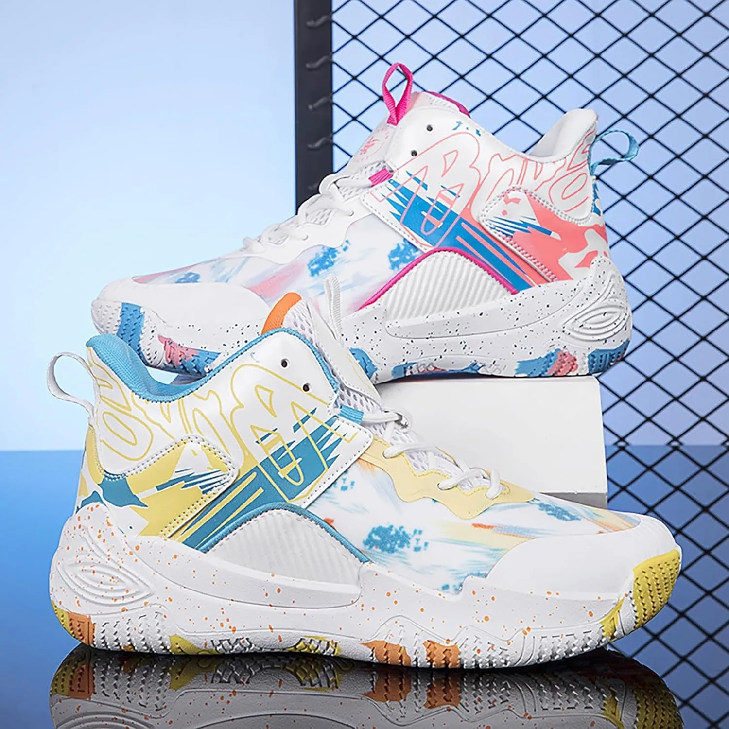 Women Men Basketball Shoes Fashion Running Sneakers Colorful Painting High Rebound Non-Slip Sport Shoes