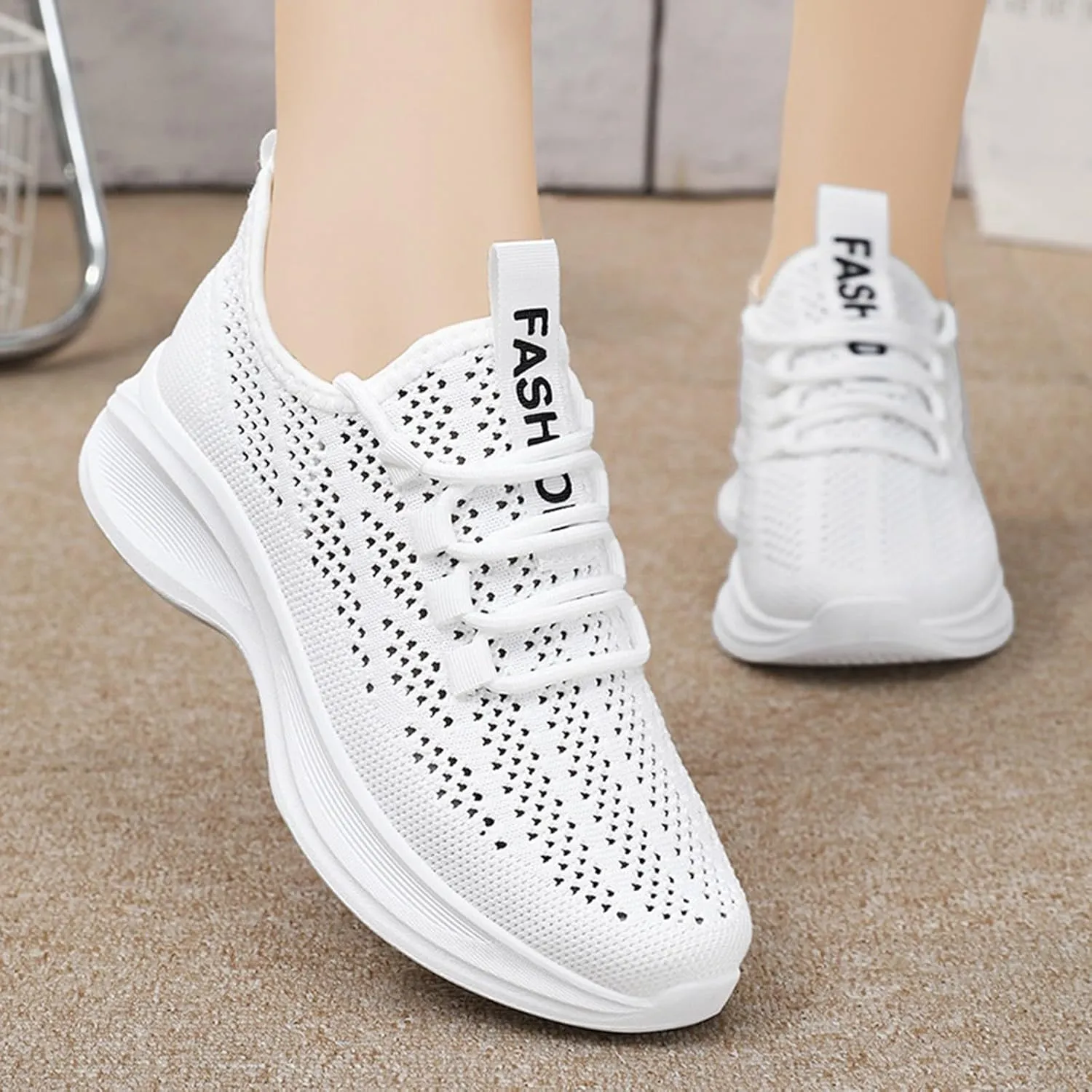 Women Walking Shoes Sock Sneakers Slip-On Breath Walking Shoes Women Jogging Men Casual Dress Shoes High Top Sneakers Steel Toe Tennis Shoe White Loafers