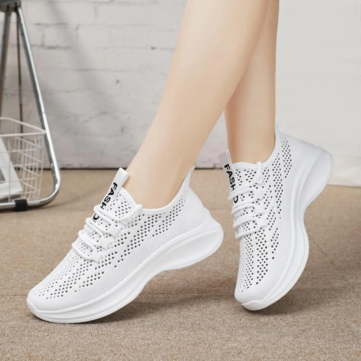 Women Walking Shoes Sock Sneakers Slip-On Breath Walking Shoes Women Jogging Men Casual Dress Shoes High Top Sneakers Steel Toe Tennis Shoe White Loafers