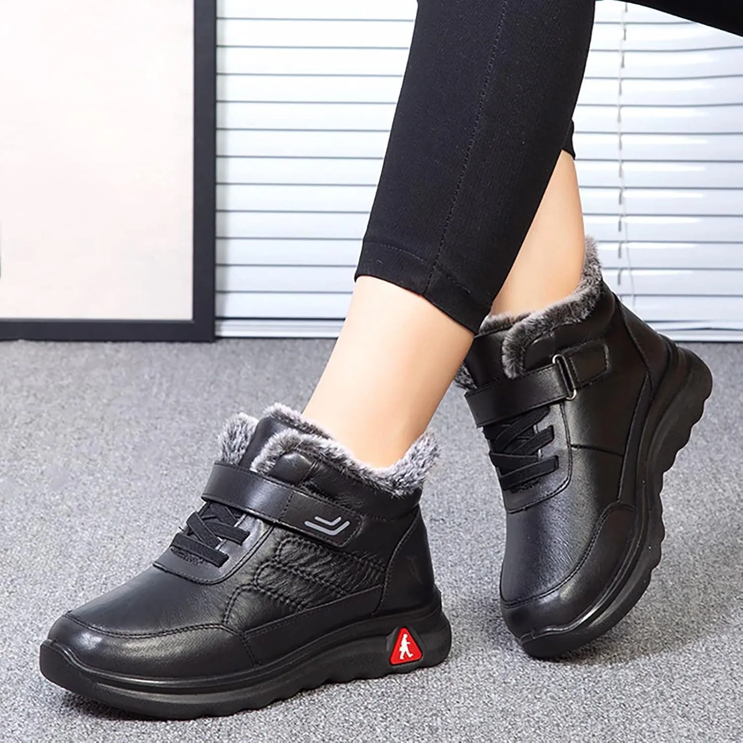 Women Winter Boots with Zipper Adults Low Snow Boots Winter Snow Zip Up Boots for Women Fur Lined Womens Snow Booties Waterproof Steel Toe Shoes for Women Mens Booties Winter