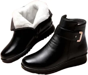 Women Winter Boots with Zipper Adults Low Snow Boots Winter Snow Zip Up Boots for Women Fur Lined Womens Snow Booties Waterproof Steel Toe Shoes for Women Mens Booties Winter