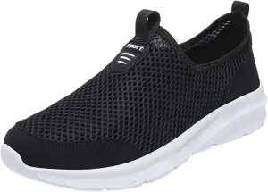 Women's Athletic Walking Shoes Slip On Casual Mesh Mens Running Shoes Arch Support Casual Work Shoes Black Platform Sneaker Black Tennis Shoe Casual Loafers