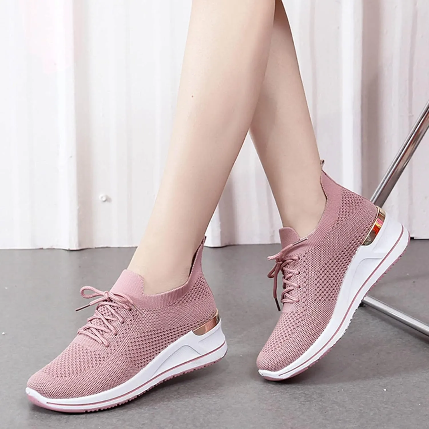 Womens Comfortable Slip On Sneakers Casual Walking Shoes Lightweight Canvas Flats Elastic Non Slip Loafers