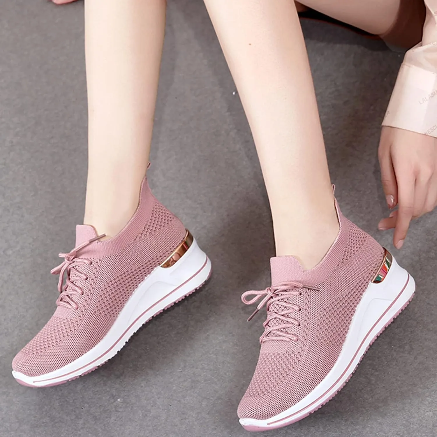 Womens Comfortable Slip On Sneakers Casual Walking Shoes Lightweight Canvas Flats Elastic Non Slip Loafers