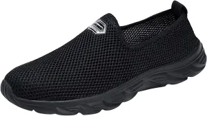 Women's Fashion Sneaker Mesh Slip On Black Non Slip Shoes for Women Comfortable Business Casual Shoes Womens Slide On Loafers Men's Dress Sneakers
