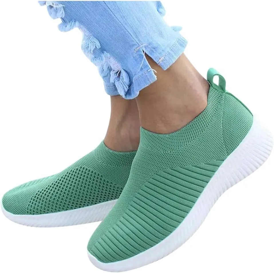 Women's Fashion Sneaker Mesh Slip On Black Non Slip Shoes for Women Comfortable Mens Slip On Casual Shoes White Loafer Black Wedge Sneakers for Women