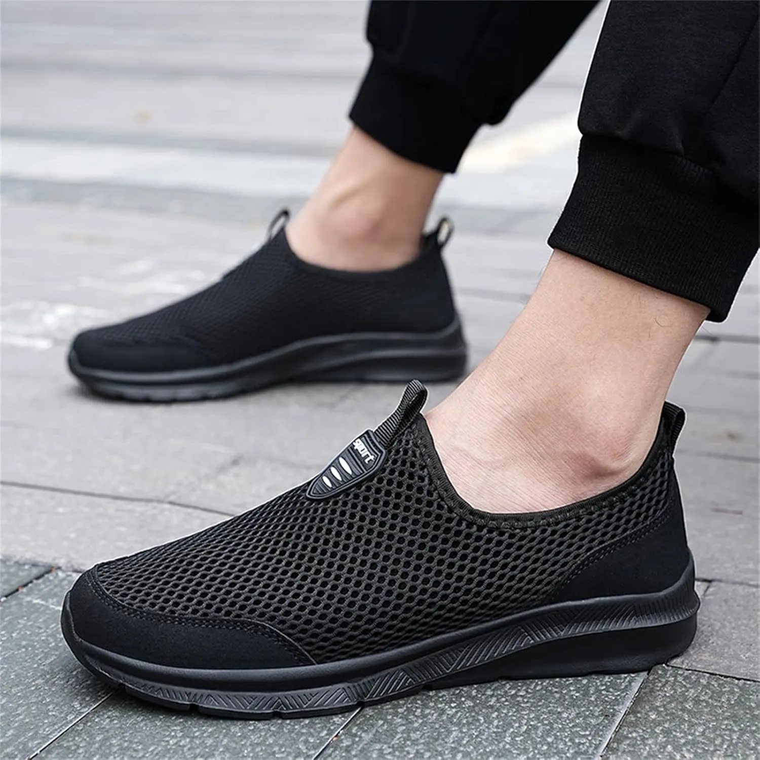 Women's Fashion Sneaker Mesh Slip On Black Non Slip Shoes for Women Comfortable Mens White Running Shoes Womens Loafer Flat Non Slip Sneakers for Women