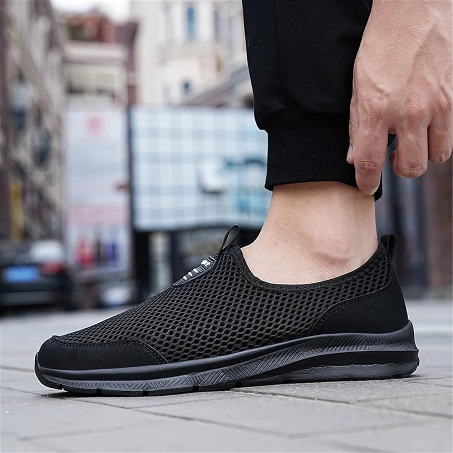Women's Fashion Sneaker Mesh Slip On Black Non Slip Shoes for Women Comfortable Mens White Running Shoes Womens Loafer Flat Non Slip Sneakers for Women