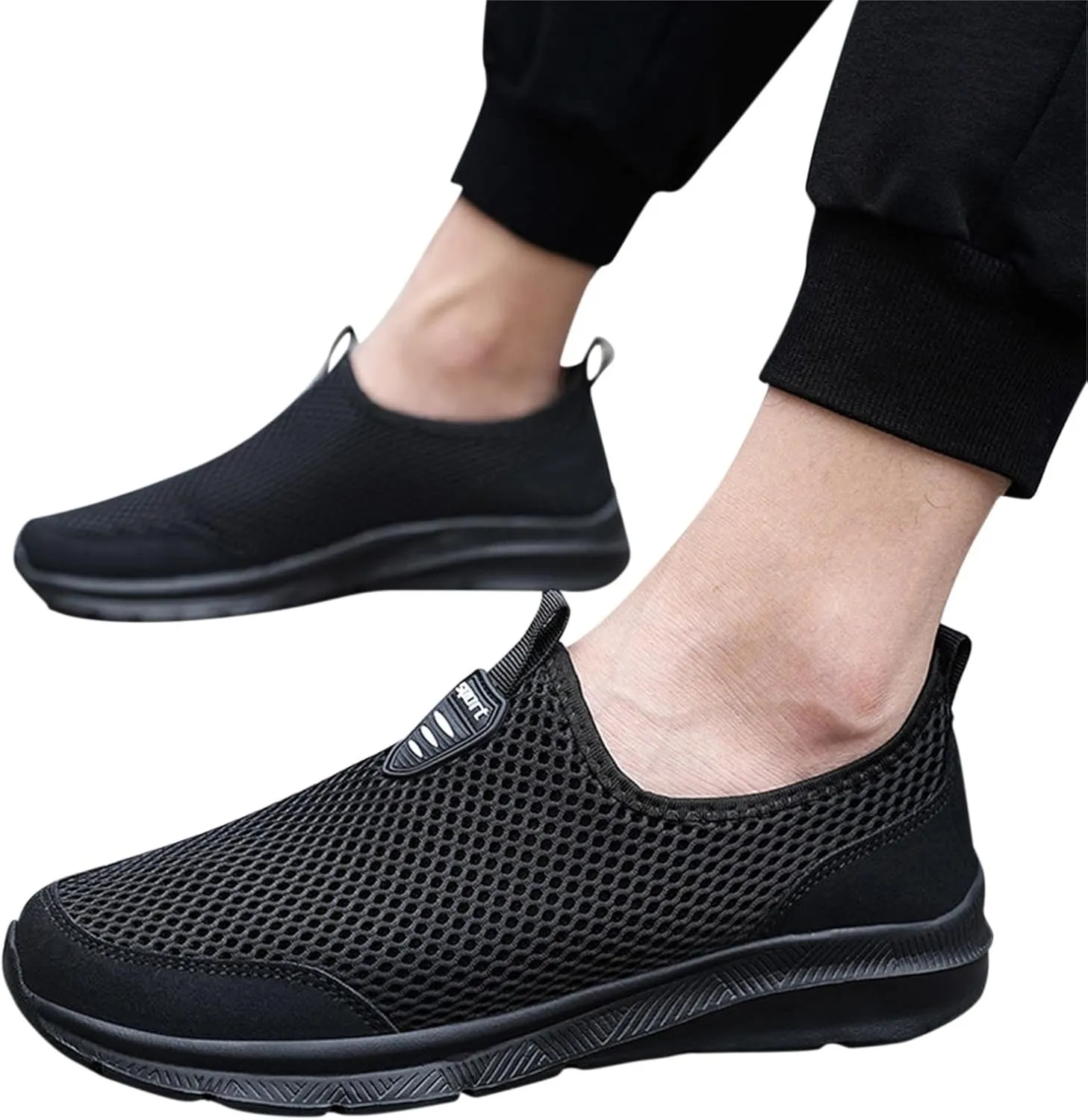 Women's Fashion Sneaker Mesh Slip On Black Non Slip Shoes for Women Comfortable Mens White Running Shoes Womens Loafer Flat Non Slip Sneakers for Women