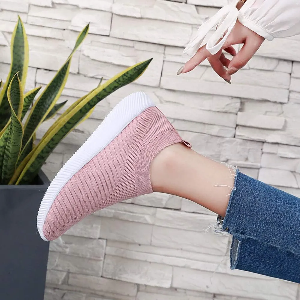 Women's Fashion Sneaker Mesh Slip On Black Non Slip Shoes for Women Comfortable Running Shoes for Women White Loafers Women Womens White Sneaker