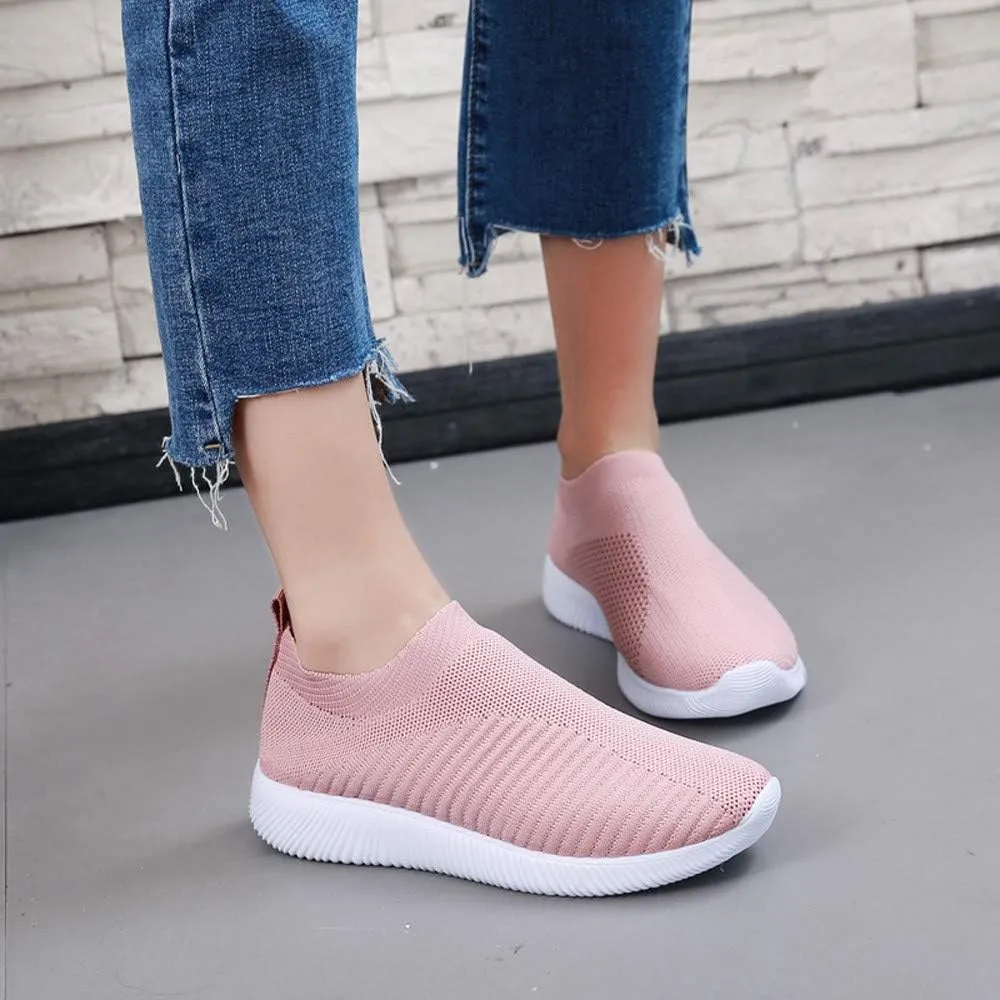Women's Fashion Sneaker Mesh Slip On Black Non Slip Shoes for Women Comfortable Running Shoes for Women White Loafers Women Womens White Sneaker