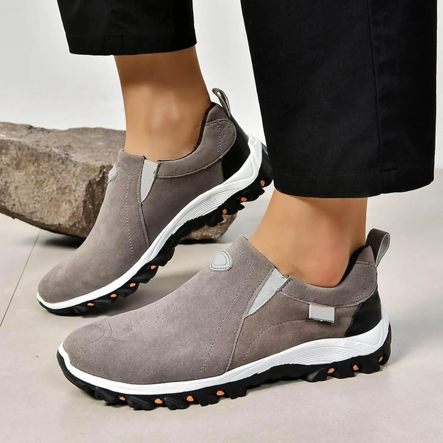 Women's Fashion Sneakers Non Slip Comfortable Hiking Shoes Slip On Orthopedic Shoes Arch Support Walking Shoes