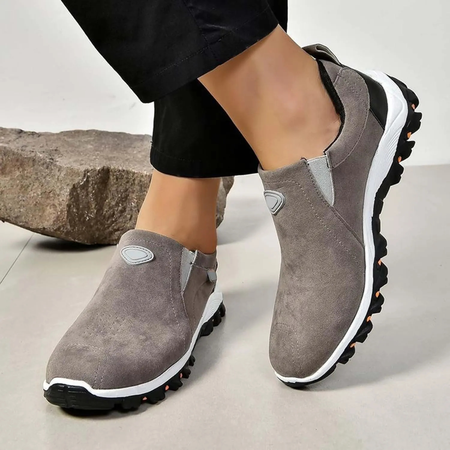 Women's Fashion Sneakers Non Slip Comfortable Hiking Shoes Slip On Orthopedic Shoes Arch Support Walking Shoes