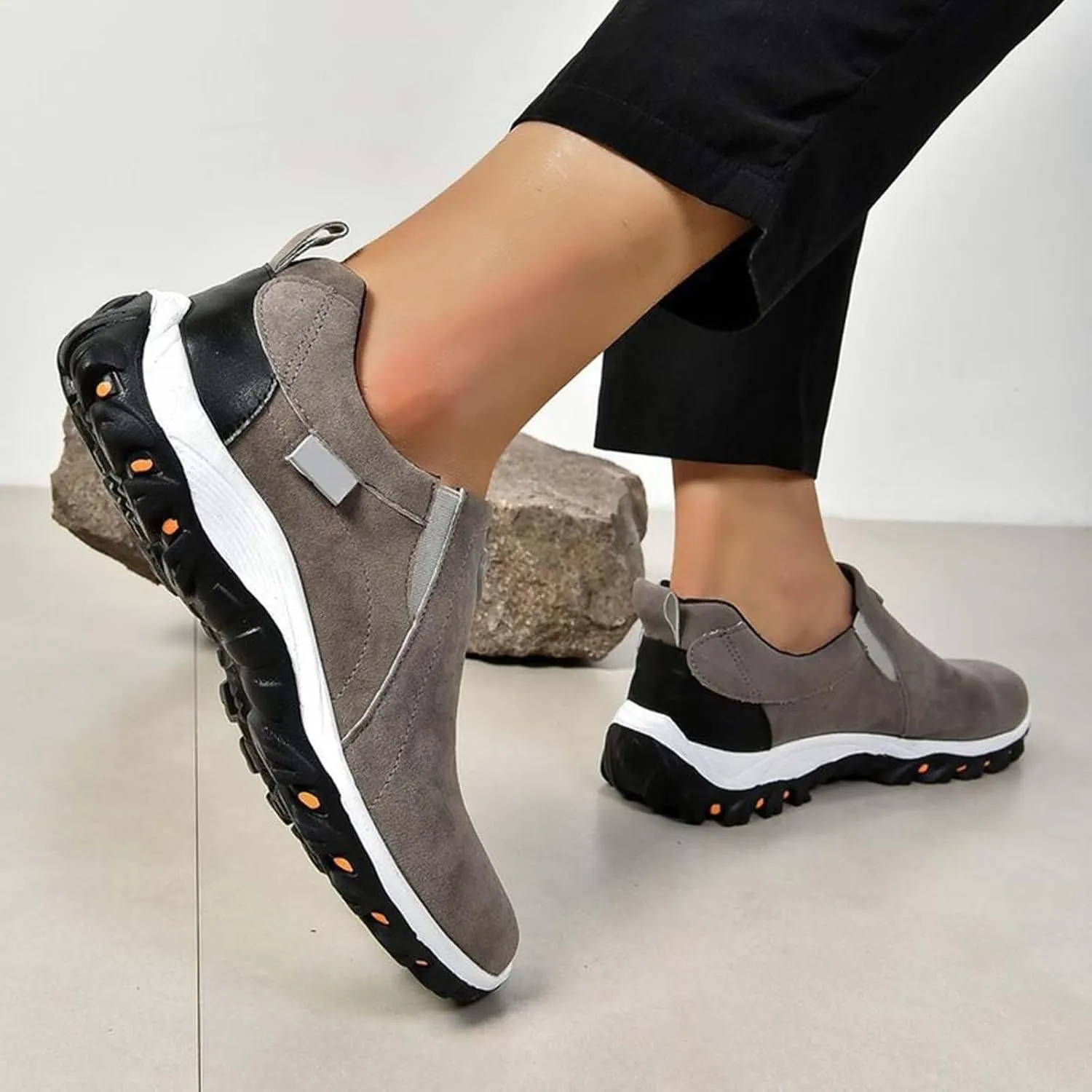 Women's Fashion Sneakers Non Slip Comfortable Hiking Shoes Slip On Orthopedic Shoes Arch Support Walking Shoes