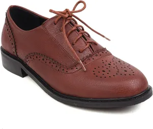 Women's Lace up Oxford Shoes Closed Round Toe Formal Comfortable Brogue Business Oxfords Chunky Dating Wedding Vintage Wingtip Low Block All Weather Heels