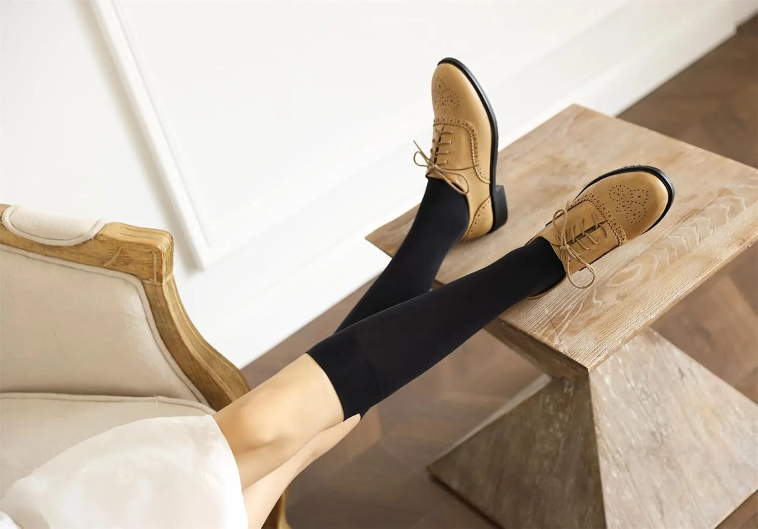Women's Lace up Oxford Shoes Closed Round Toe Formal Comfortable Brogue Business Oxfords Chunky Dating Wedding Vintage Wingtip Low Block All Weather Heels