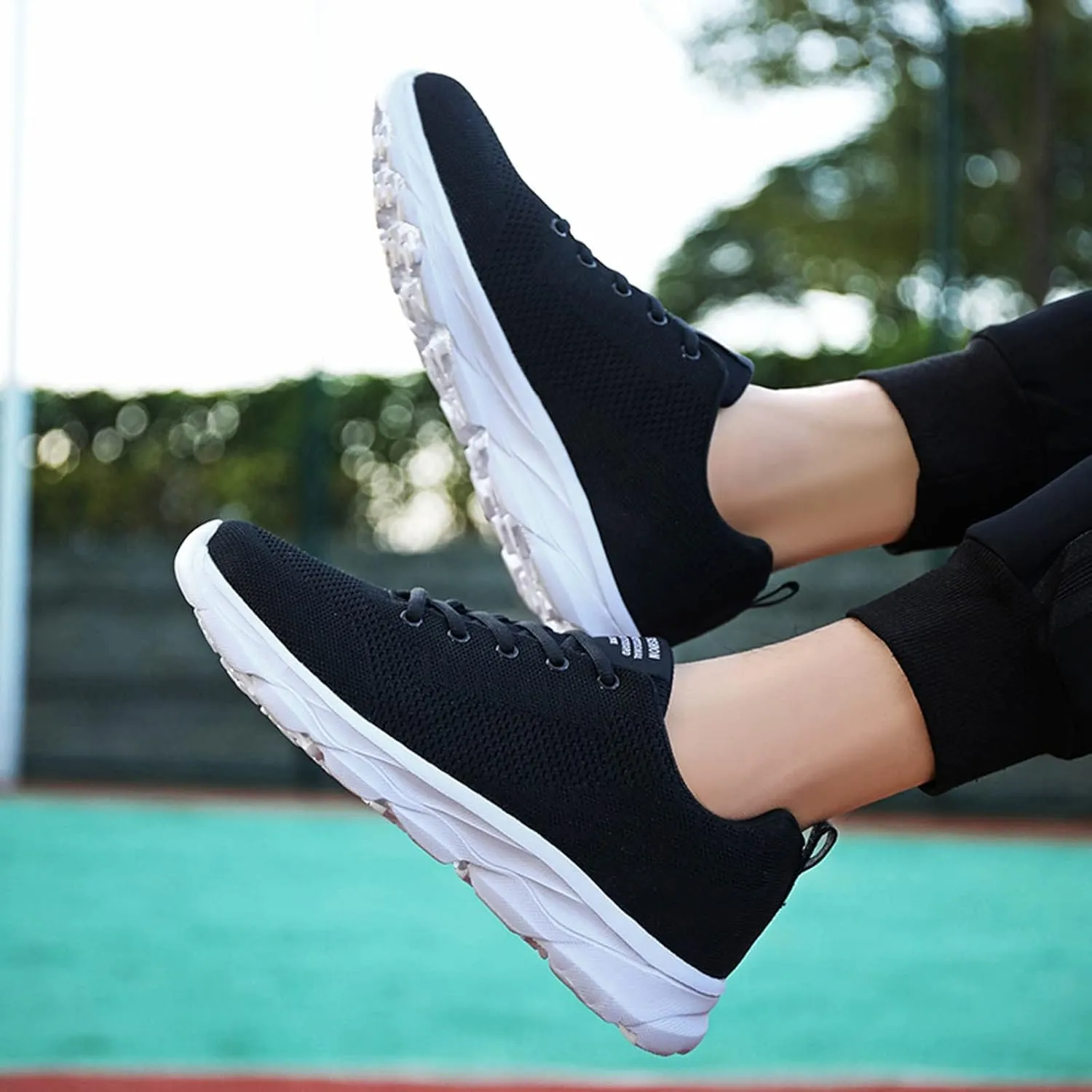 Womens Lace Up Walking Shoes Memory Foam Lightweight Comfort Womens Running Shoes Wide Width Women's Casual Shoes White Platform Sneakers Tennis Shoe Trainers Shoe