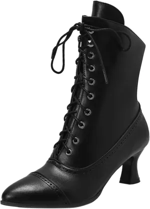 Women's Lug Sole Combat Ankle Bootie Lace up Low Chunky Block Boots Fashion Causal Shoes Side Zipper Pull On Chelsea Chukka
