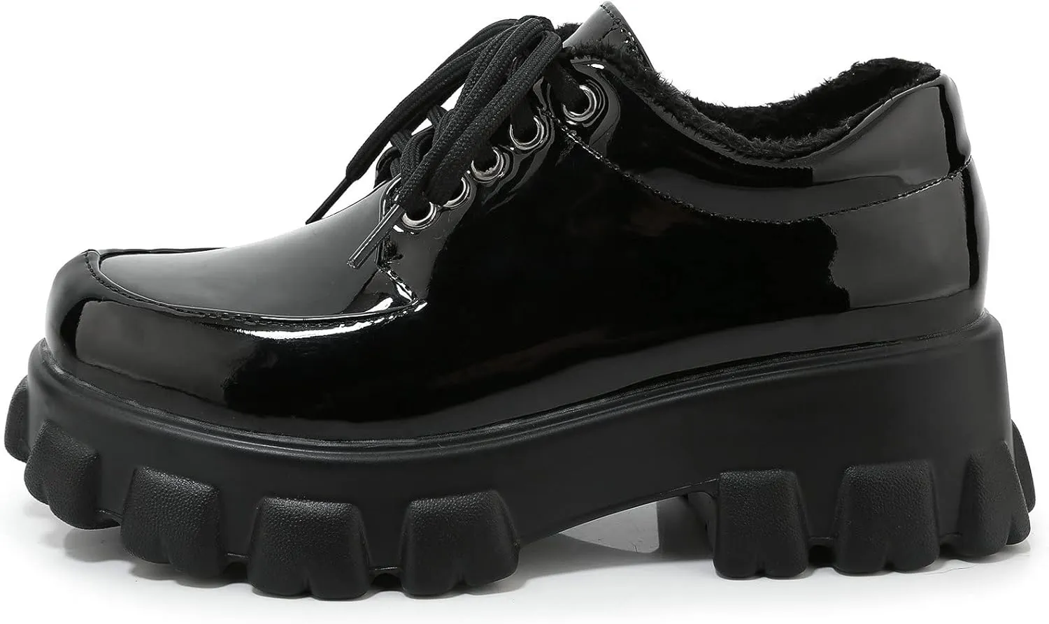 Womens Lug Sole Platform Goth Shoes Chunky Heel Lace Up Oxford Pumps Round Toe