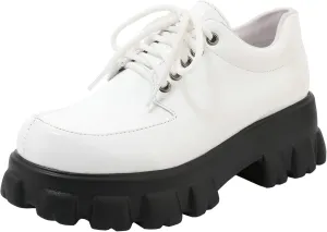 Womens Lug Sole Platform Goth Shoes Chunky Heel Lace Up Oxford Pumps Round Toe