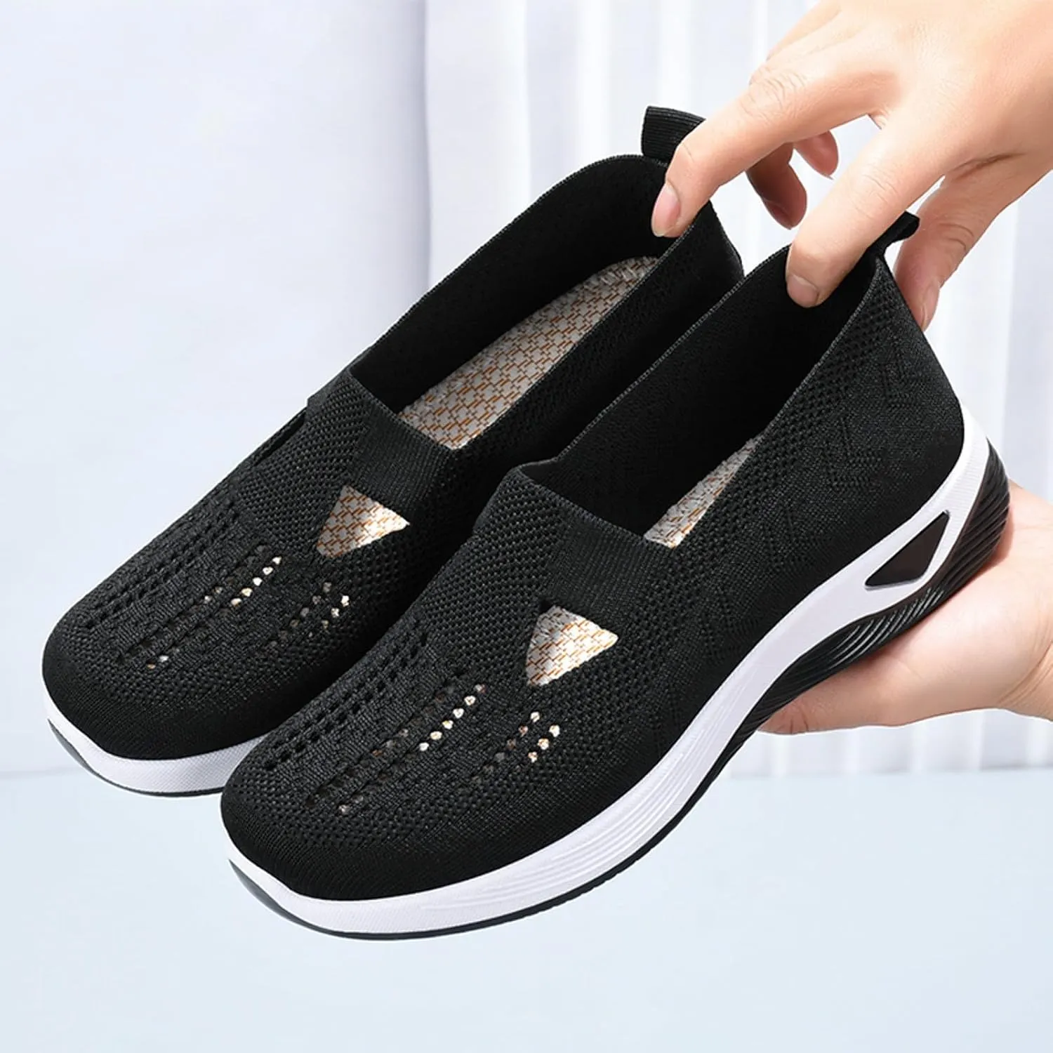 Womens Orthopedic Slip On Loafers with Arch Support Comfortable Walking Shoes Casual Sneakers Plantar Fasciitis Relief Foot Pain Diabetic Feet