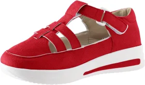 Womens Running Shoes Hollowed Out Flock Hook Loop Shoes Casual Thick Sole Shoes Arch Support Walking Shoes