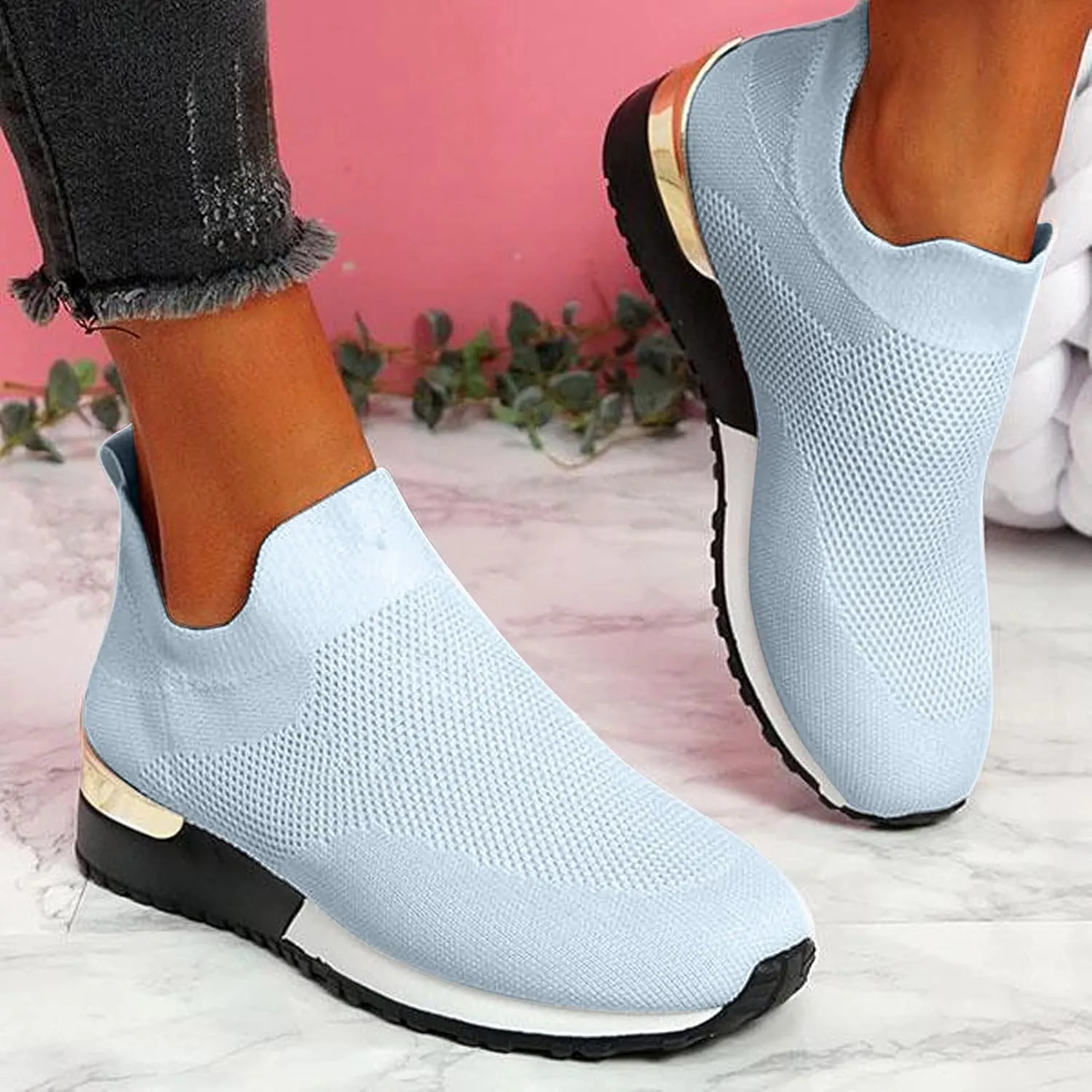 Womens Slip on Walking Shoes Comfort Lightweight Running Shoes for Women Loafers Dressy Casual Shoes Black Sneakers Black Tennis Shoe Casual Loafers