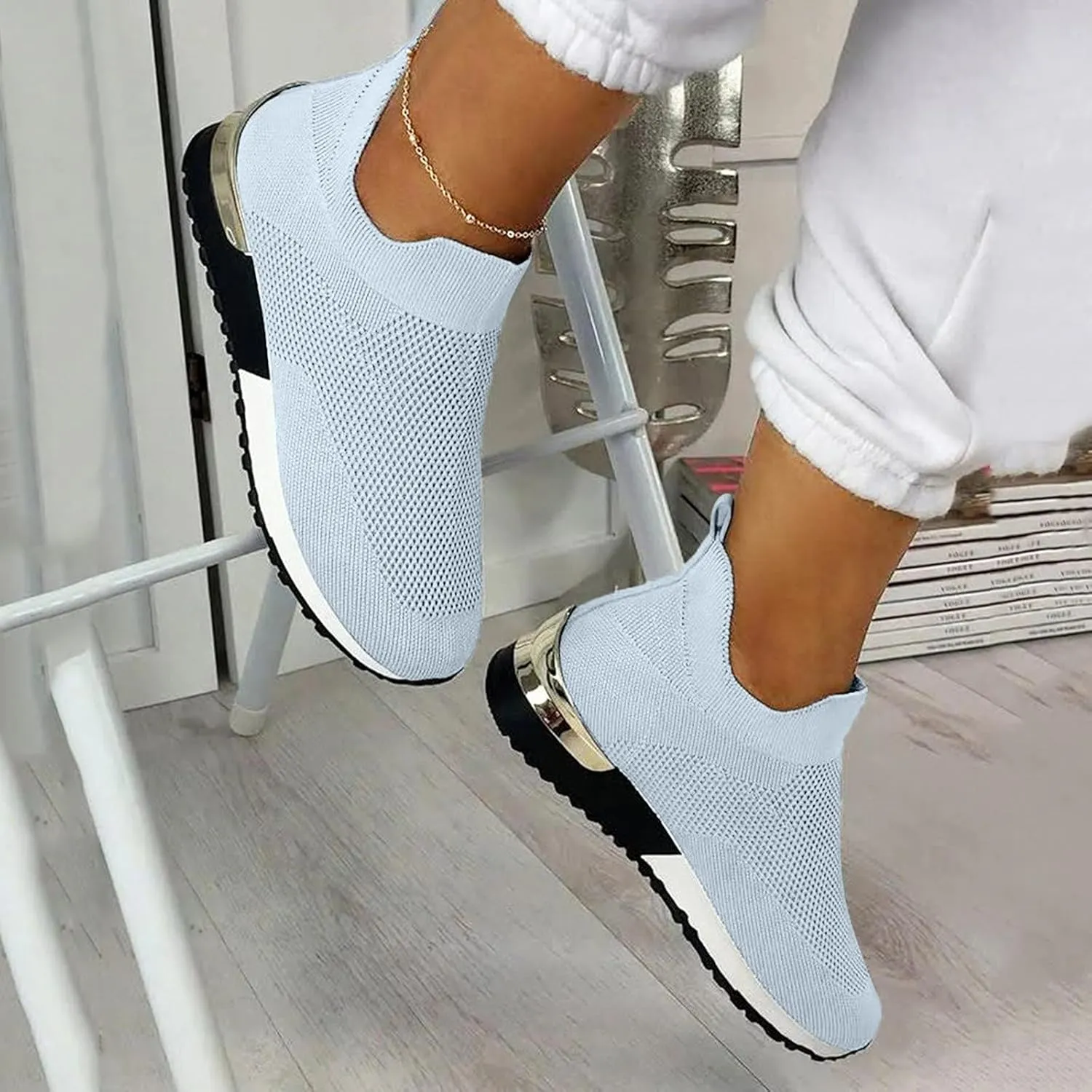 Womens Slip on Walking Shoes Comfort Lightweight Running Shoes for Women Loafers Dressy Casual Shoes Black Sneakers Black Tennis Shoe Casual Loafers