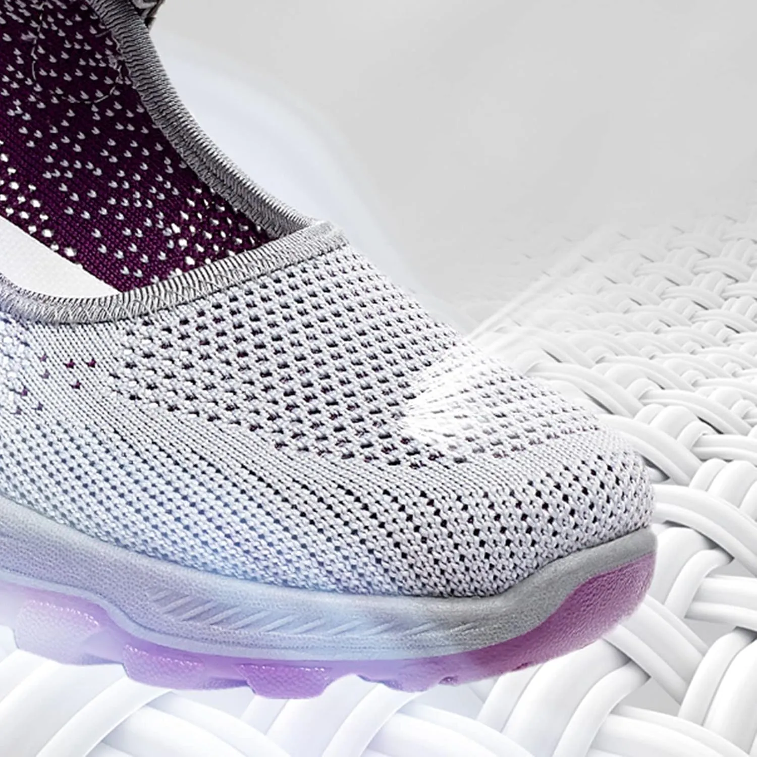 Women's Sneakers Fly Woven Mesh Breathable Sneakers Lightweight Hook Loop Casual Sneakers Non Slip Tennis Shoes