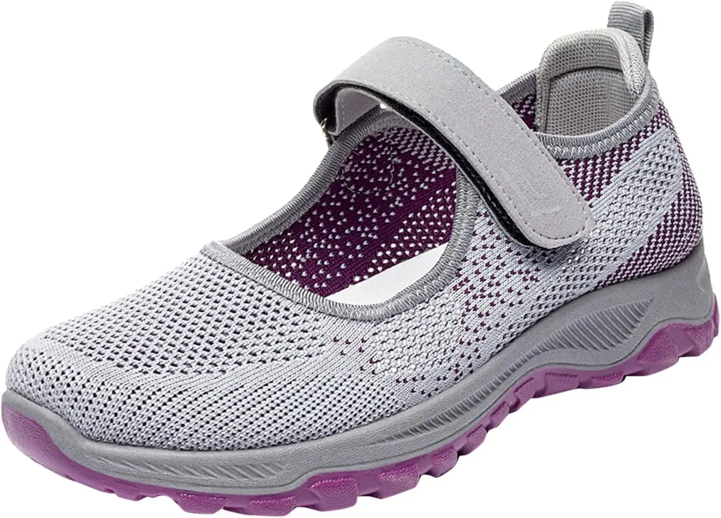 Women's Sneakers Fly Woven Mesh Breathable Sneakers Lightweight Hook Loop Casual Sneakers Non Slip Tennis Shoes