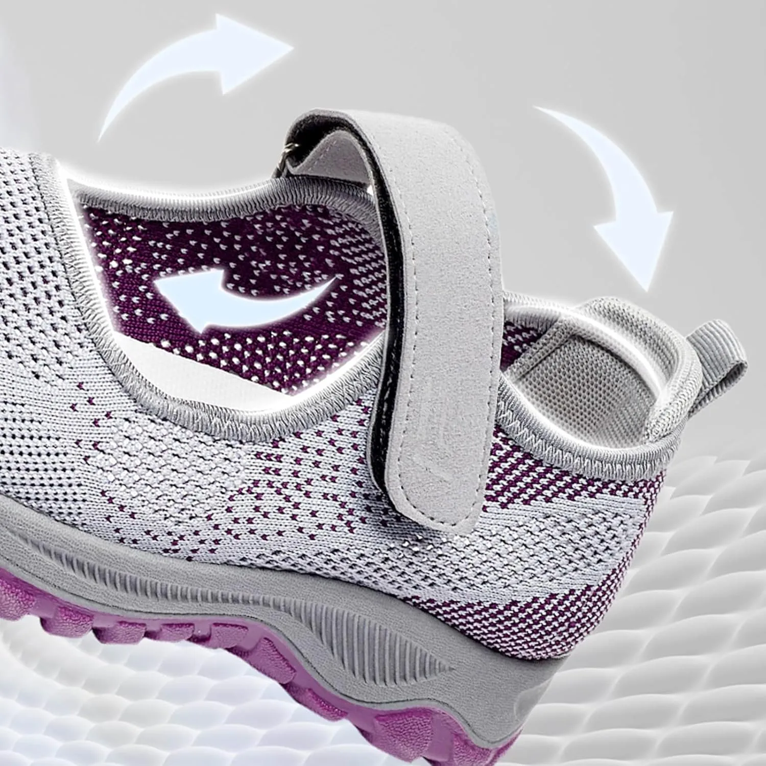 Women's Sneakers Fly Woven Mesh Breathable Sneakers Lightweight Hook Loop Casual Sneakers Non Slip Tennis Shoes
