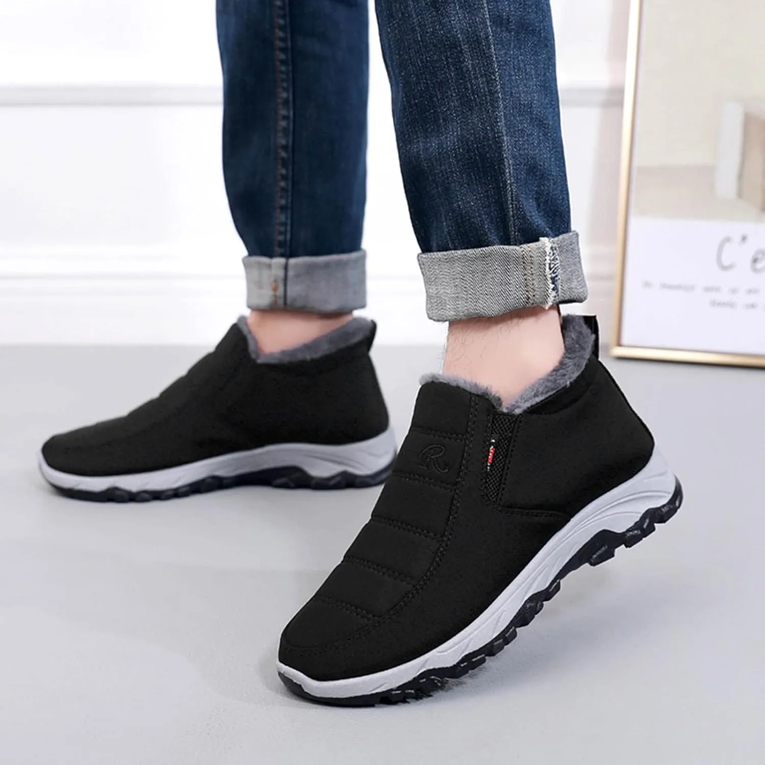 Womens Snow Boots Slip On Winter Boots for Ladies 2024 Womens Snow Boots Winter Fur Lined Ankle Boot Winter Boot for Elderly Women Wide Calf Boots for Women Mens Snow Booties