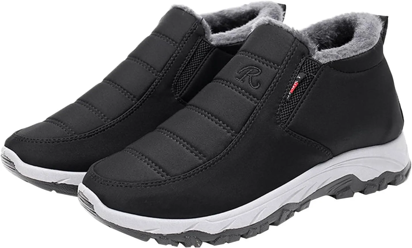 Womens Snow Boots Slip On Winter Boots for Ladies 2024 Womens Snow Boots Winter Fur Lined Ankle Boot Winter Boot for Elderly Women Wide Calf Boots for Women Mens Snow Booties