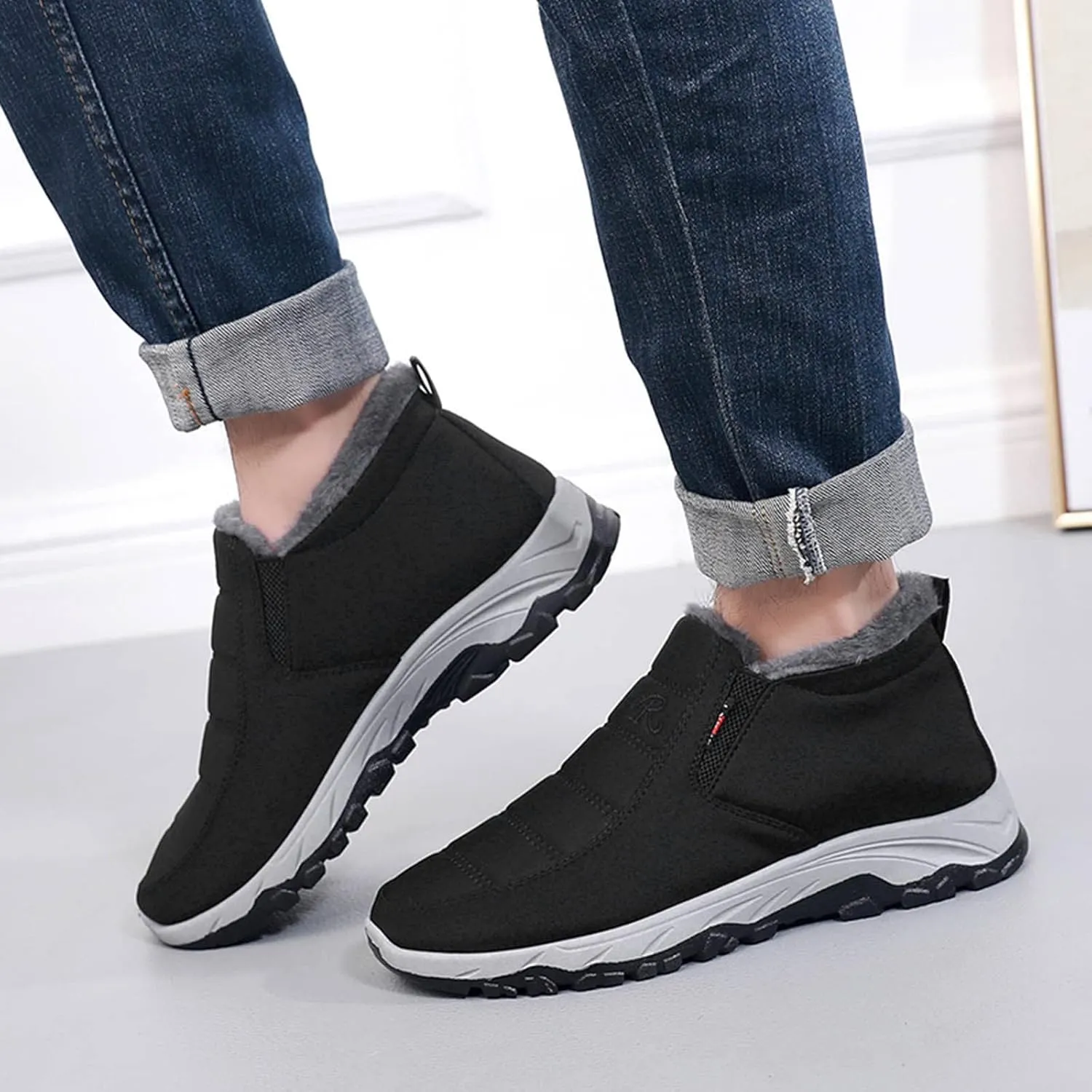 Womens Snow Boots Slip On Winter Boots for Ladies 2024 Womens Snow Boots Winter Fur Lined Ankle Boot Winter Boot for Elderly Women Wide Calf Boots for Women Mens Snow Booties