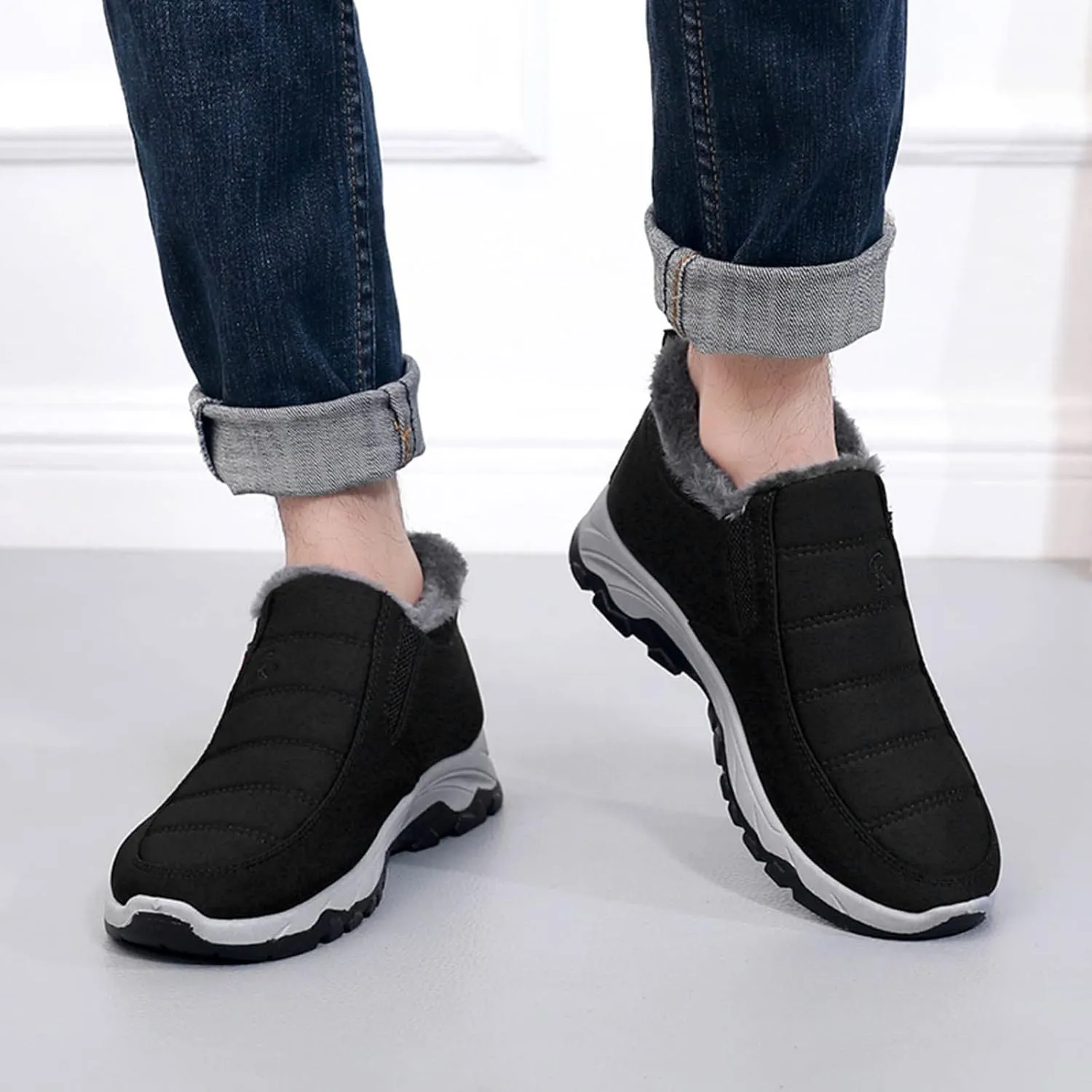 Womens Snow Boots Slip On Winter Boots for Ladies 2024 Womens Snow Boots Winter Fur Lined Ankle Boot Winter Boot for Elderly Women Wide Calf Boots for Women Mens Snow Booties