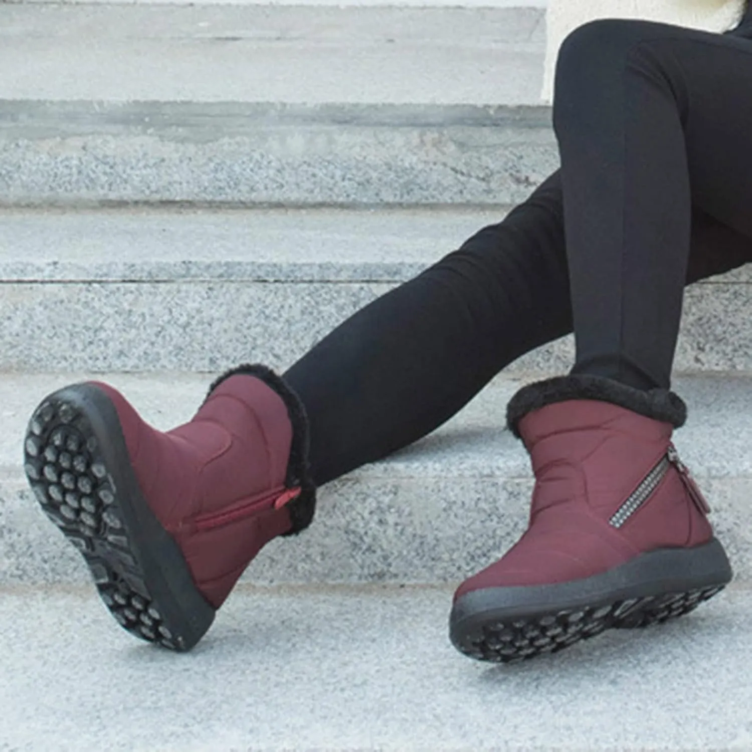 Womens Snow Boots Slip On Winter Boots for Ladies 2024 Womens Snow Boots Winter Fur Lined Ankle Boot Winter Boot for Elderly Women Wide Calf Boots for Women Mens Snow Booties