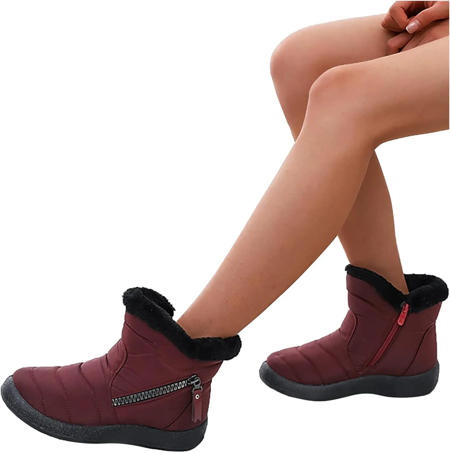 Womens Snow Boots Slip On Winter Boots for Ladies 2024 Womens Snow Boots Winter Fur Lined Ankle Boot Winter Boot for Elderly Women Wide Calf Boots for Women Mens Snow Booties