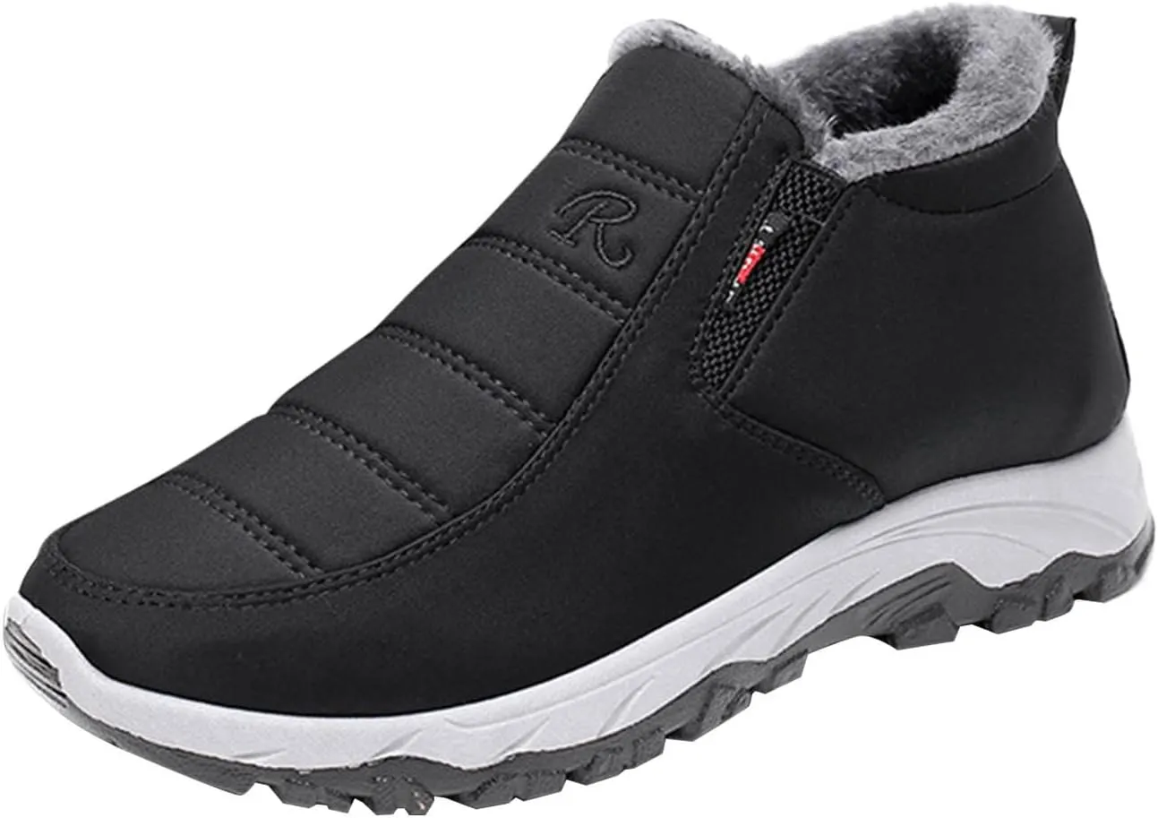 Womens Snow Boots Slip On Winter Boots for Ladies 2024 Womens Snow Boots Winter Fur Lined Ankle Boot Winter Boot for Elderly Women Wide Calf Boots for Women Mens Snow Booties