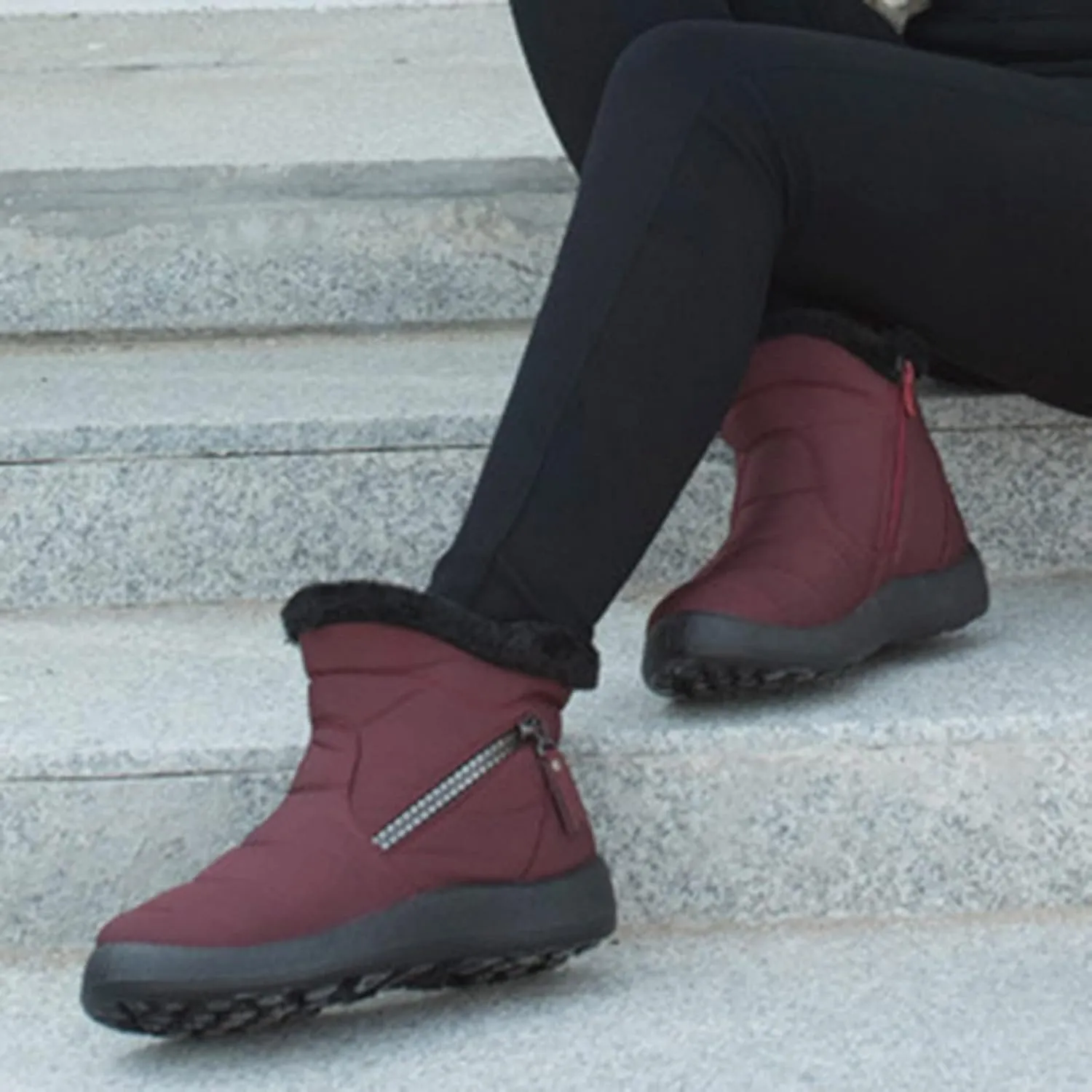 Womens Snow Boots Slip On Winter Boots for Ladies 2024 Womens Snow Boots Winter Fur Lined Ankle Boot Winter Boot for Elderly Women Wide Calf Boots for Women Mens Snow Booties