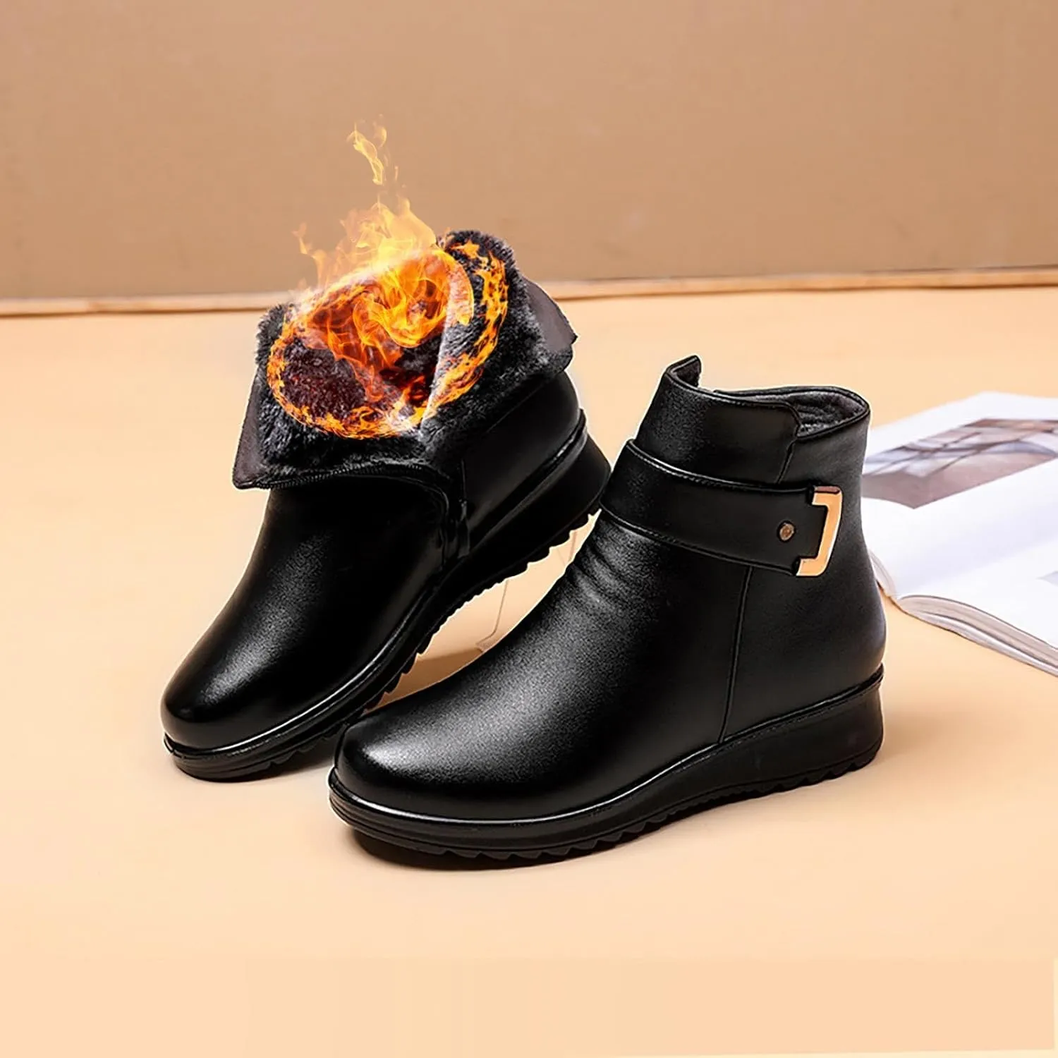 Women's Snow Boots with Heels Women's Fleece Lined Snow Boots Womens Snow Boots Winter Warm Booties Snow Shoe Boot for Women Cowboy Boots for Men Mens Winter Booties
