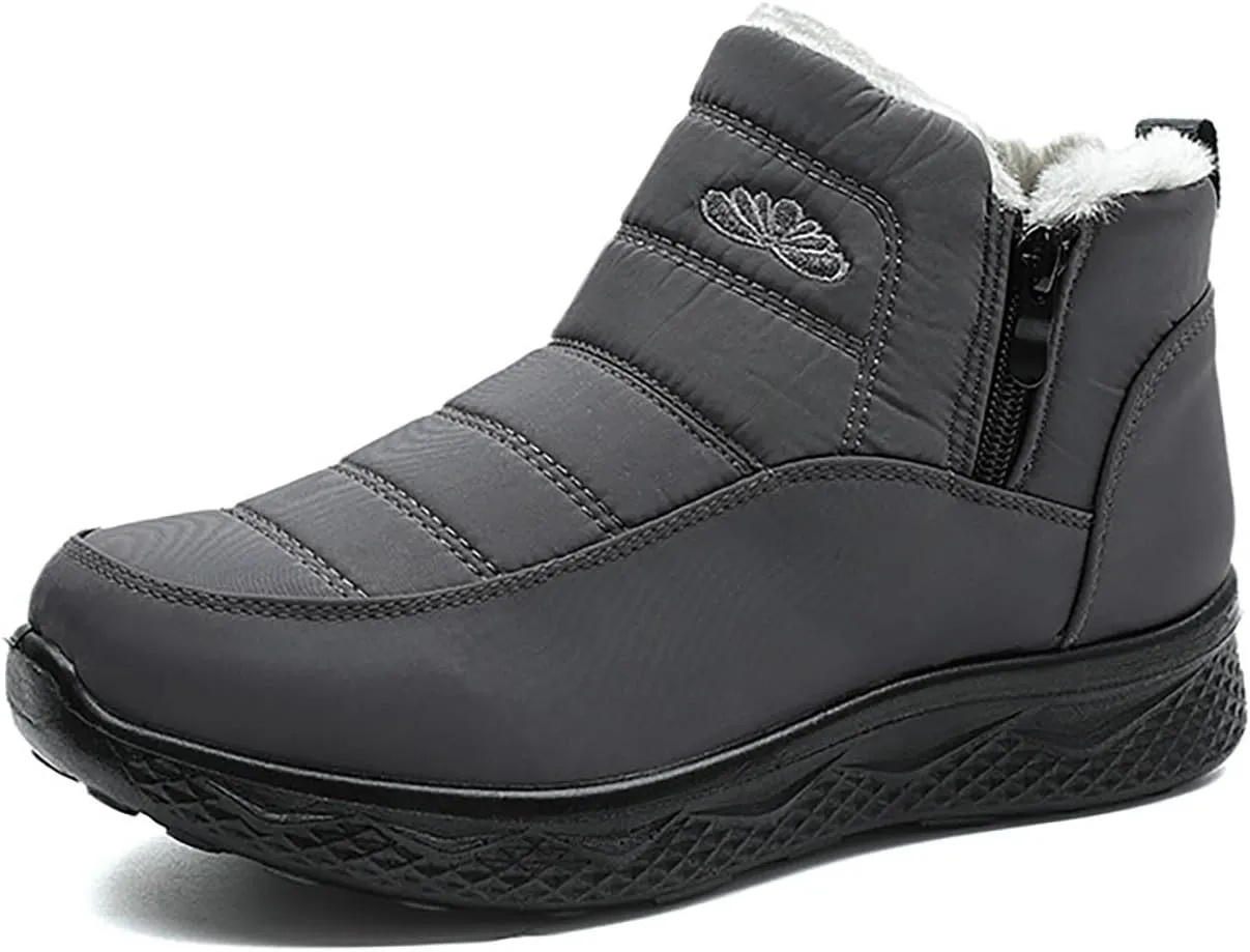 Womens Winter Boots with Zipper Adults Snow Booties Womens Mens Shoes Slip On Barefoot Shoes Grounded Footwear Hiking Mens Running Shoes Mens Winter Booties