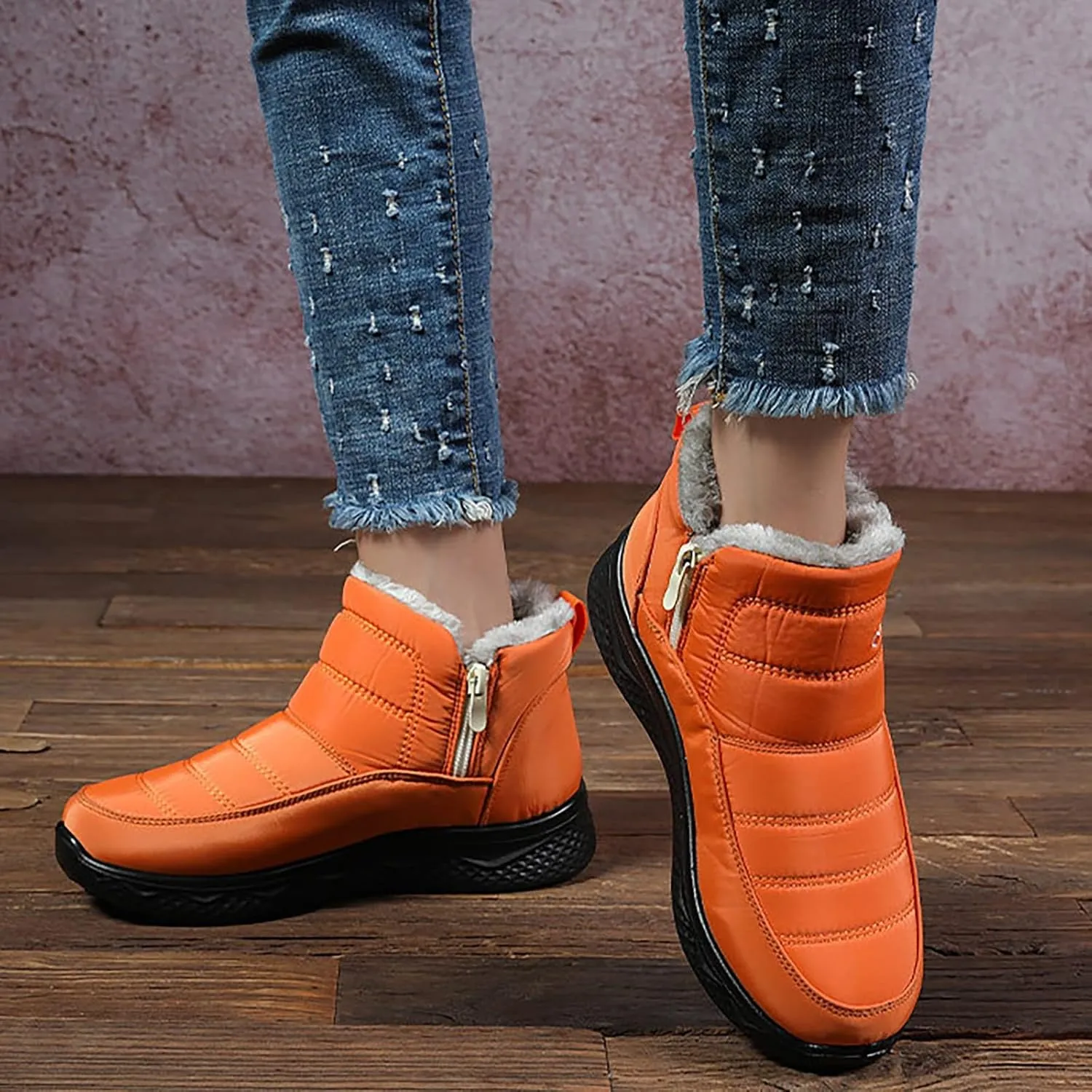 Womens Winter Boots with Zipper Adults Snow Booties Womens Mens Shoes Slip On Barefoot Shoes Grounded Footwear Hiking Mens Running Shoes Mens Winter Booties