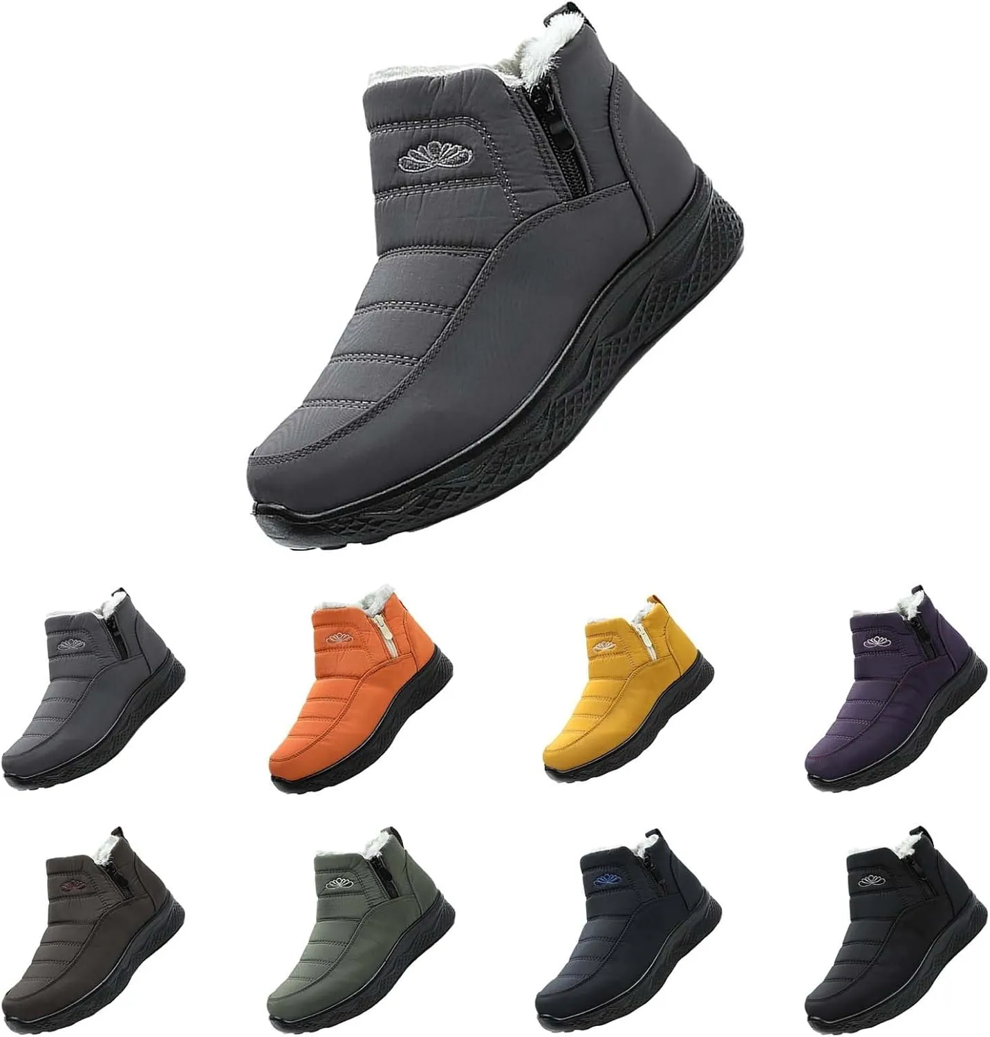 Womens Winter Boots with Zipper Adults Snow Booties Womens Mens Shoes Slip On Barefoot Shoes Grounded Footwear Hiking Mens Running Shoes Mens Winter Booties