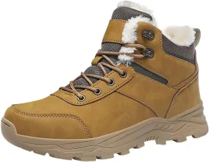 Work Boots for Men Cowboy Style Hiking Sneakers Fur Lined Ankle Boot Women's Safety Shoes Waterproof Platform Shoes Slip Resistant Safety Hike Grounded Footwear