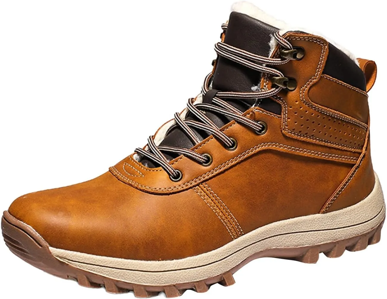 Work Boots for Men Cowboy Style Hiking Sneakers Fur Lined Ankle Boot Women's Safety Shoes Waterproof Platform Shoes Slip Resistant Safety Hike Grounded Footwear
