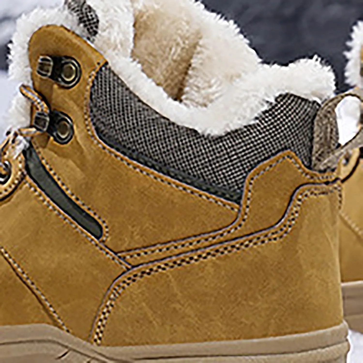 Work Boots for Men Cowboy Style Hiking Sneakers Fur Lined Ankle Boot Women's Safety Shoes Waterproof Platform Shoes Slip Resistant Safety Hike Grounded Footwear