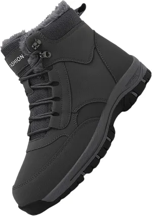 Work Boots for Men Waterproof Hiking Sneakers Warm Fur Lined Womens Safety Toe Shoes with Zipper Winter Outdoor Botas Waterproof Non Slip Hike Grounded Footwear