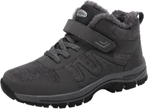 Work Boots for Men Waterproof Hiking Sneakers Warm Fur Lined Womens Safety Toe Shoes with Zipper Winter Outdoor Botas Waterproof Non Slip Hike Grounded Footwear
