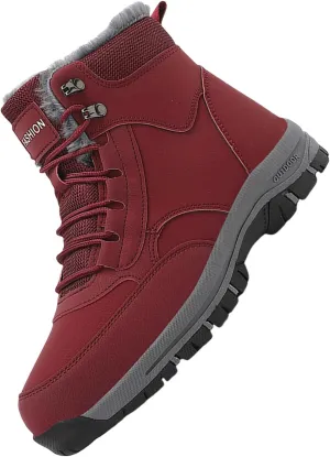 Work Boots for Men Waterproof Hiking Sneakers Warm Fur Lined Womens Safety Toe Shoes with Zipper Winter Outdoor Botas Waterproof Non Slip Hike Grounded Footwear